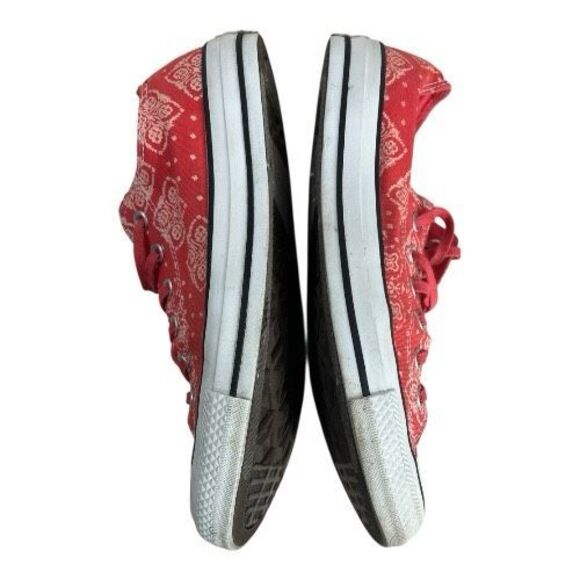 Converse All Stars Women Coral Red Bandana Print Sneakers Size 10 Skateboarding - Picture 5 of 11